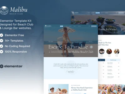 Malibu – Beach Club & Lounge Bar Elementor Template Kit