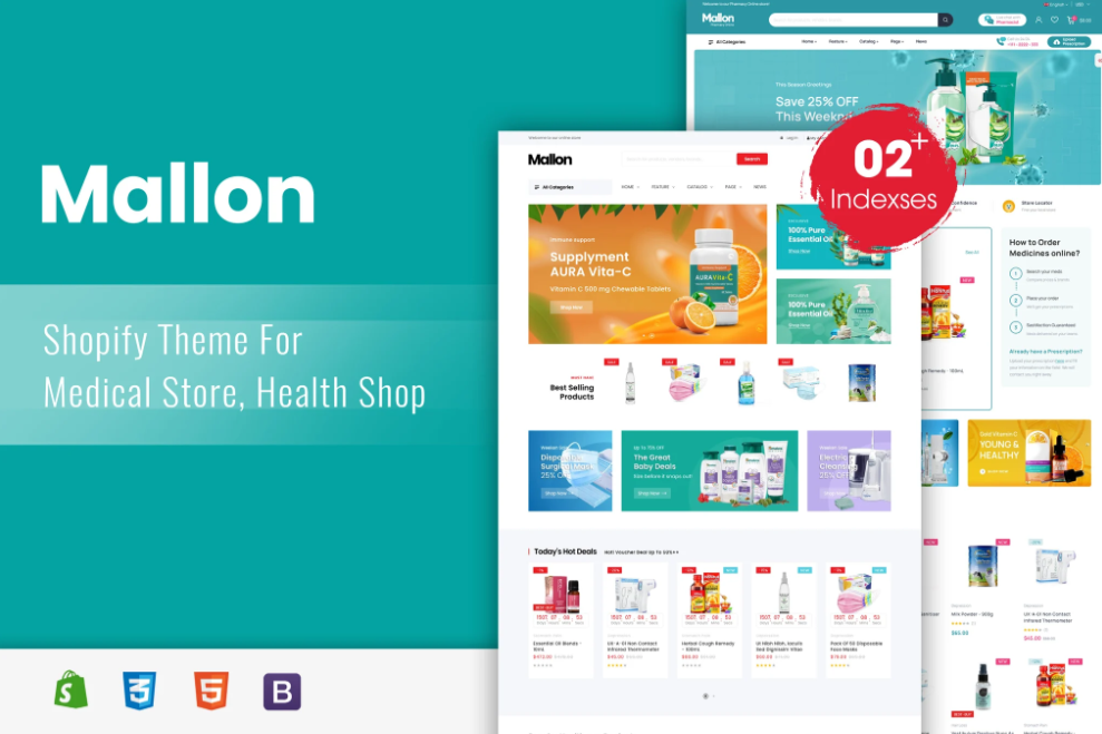 Mallon - Medical Store, Health Shop Shopify Theme