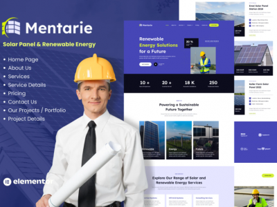 Mentarie - Solar Panel & Sustainable Energy Elementor Template Kit