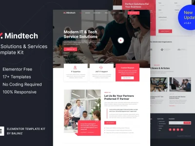 Mindtech – IT Solutions & Services Company Elementor Template Kit