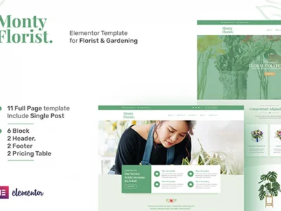 Monty Florist - Flower Boutique & Decoration Elementor Template Kit