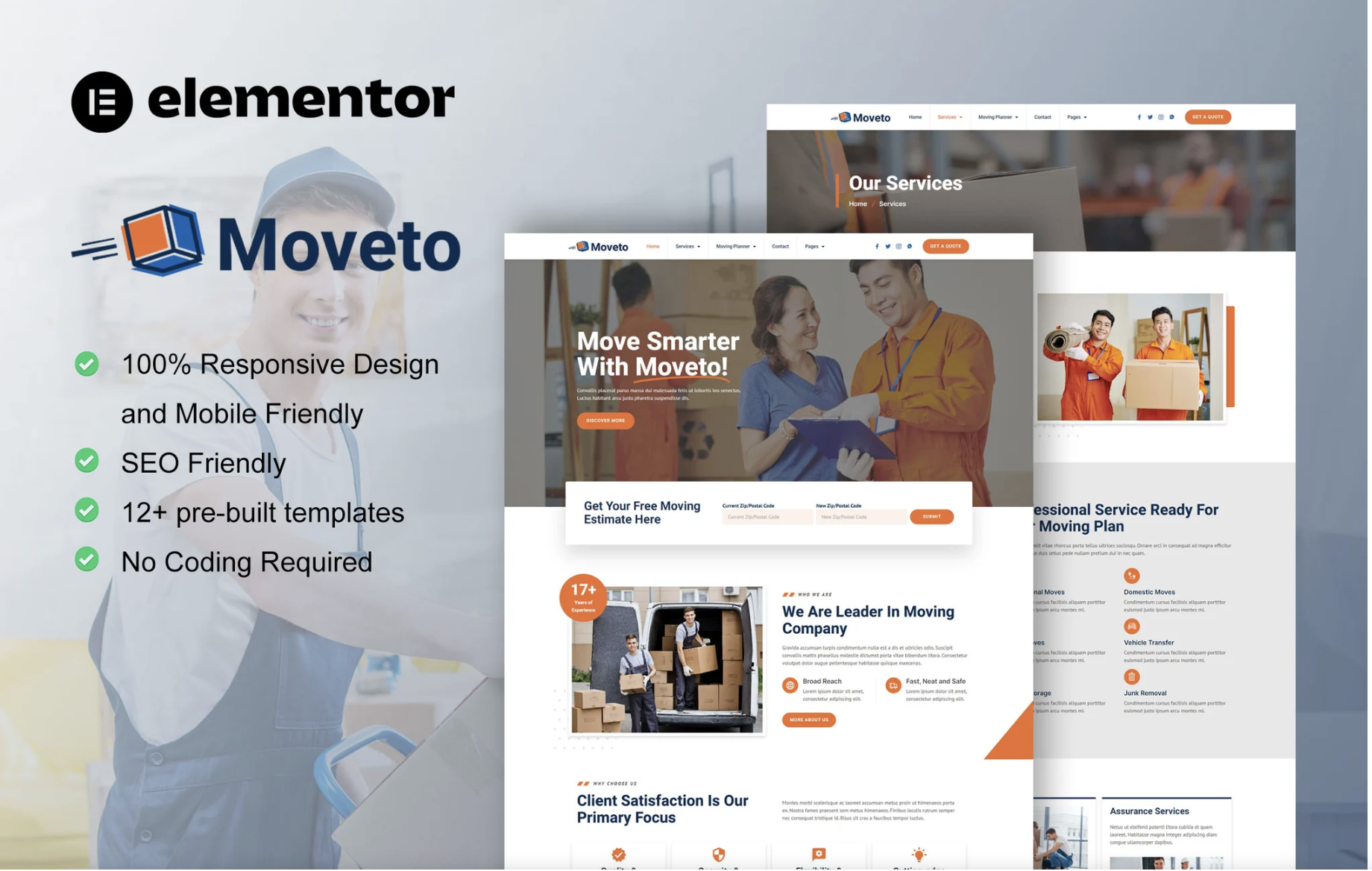 Moveto - Moving Company Elementor Template Kit