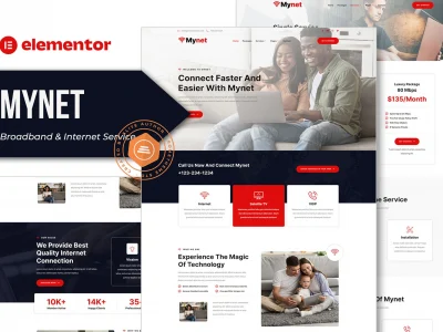 Mynet - Broadband & Internet Service Provider Elementor Template Kit