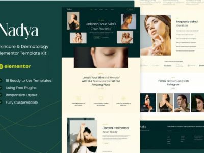 Nadya - Skincare & Dermatology Elementor Template Kit