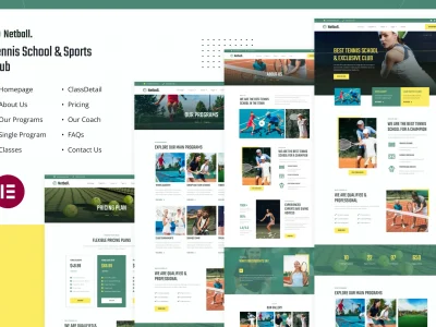 Netball | Tennis School & Sports Club Elementor Template Kit