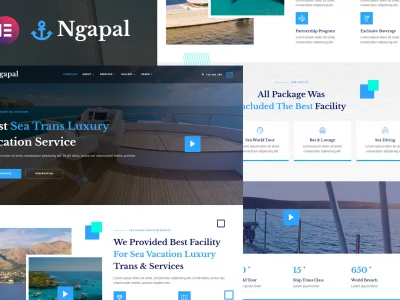 Ngapal - Sea Luxury Yatch Vacation Services Elementor Template Kit