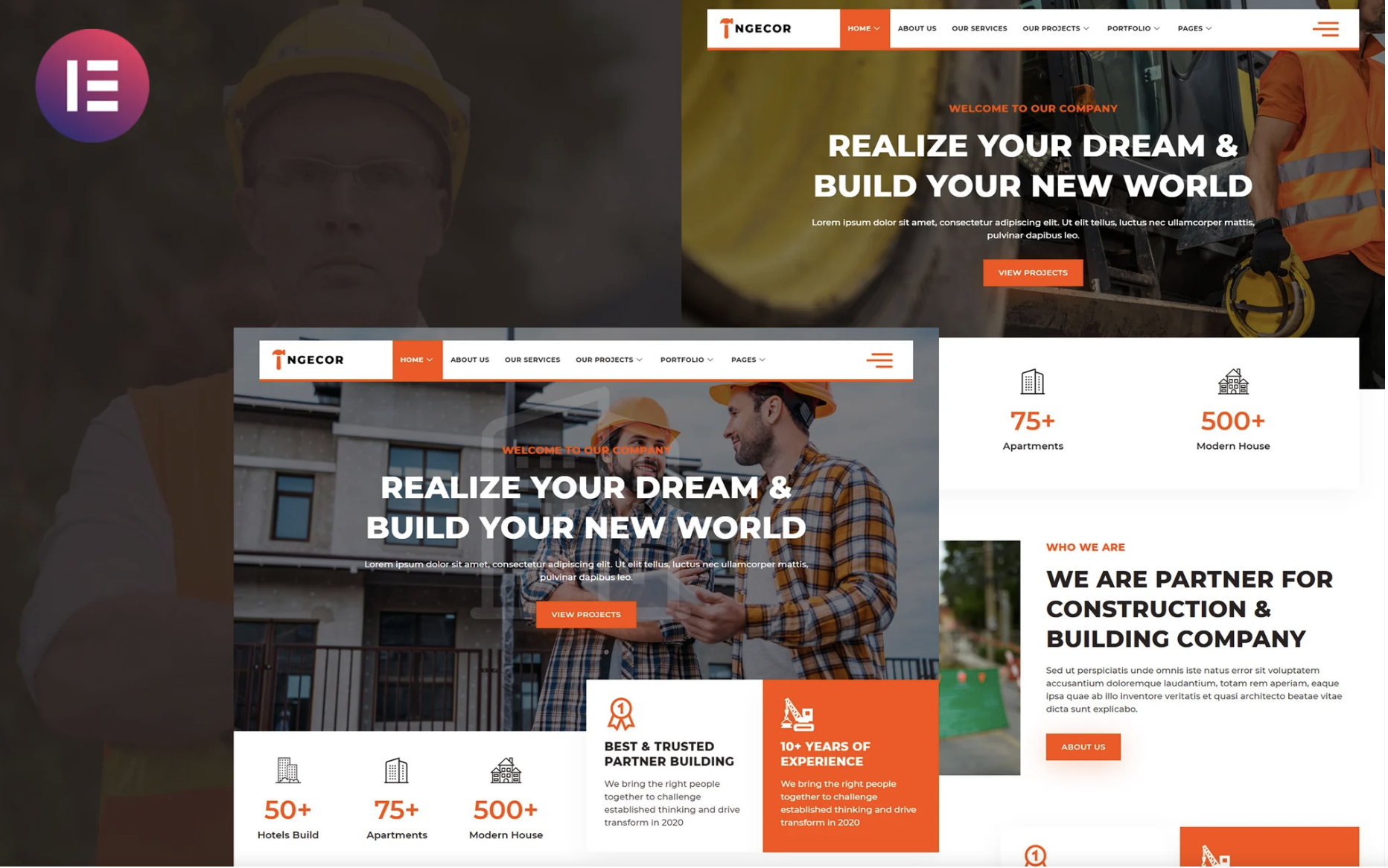 Ngecor - Construction & Building Company Elementor Template Kit