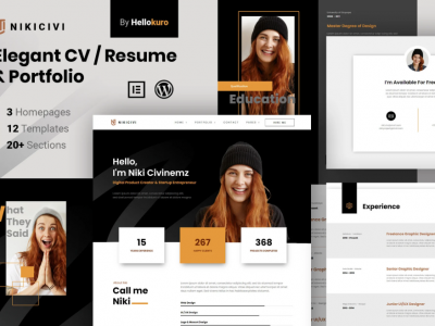 Nikicivi - Elegant CVResume & Portfolio Elementor Template Kit