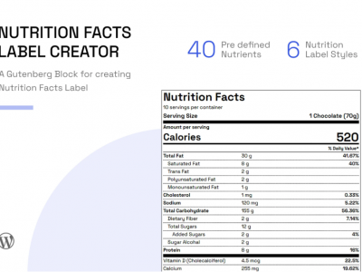 Nutrition Facts Label Creator (Gutenberg Block)