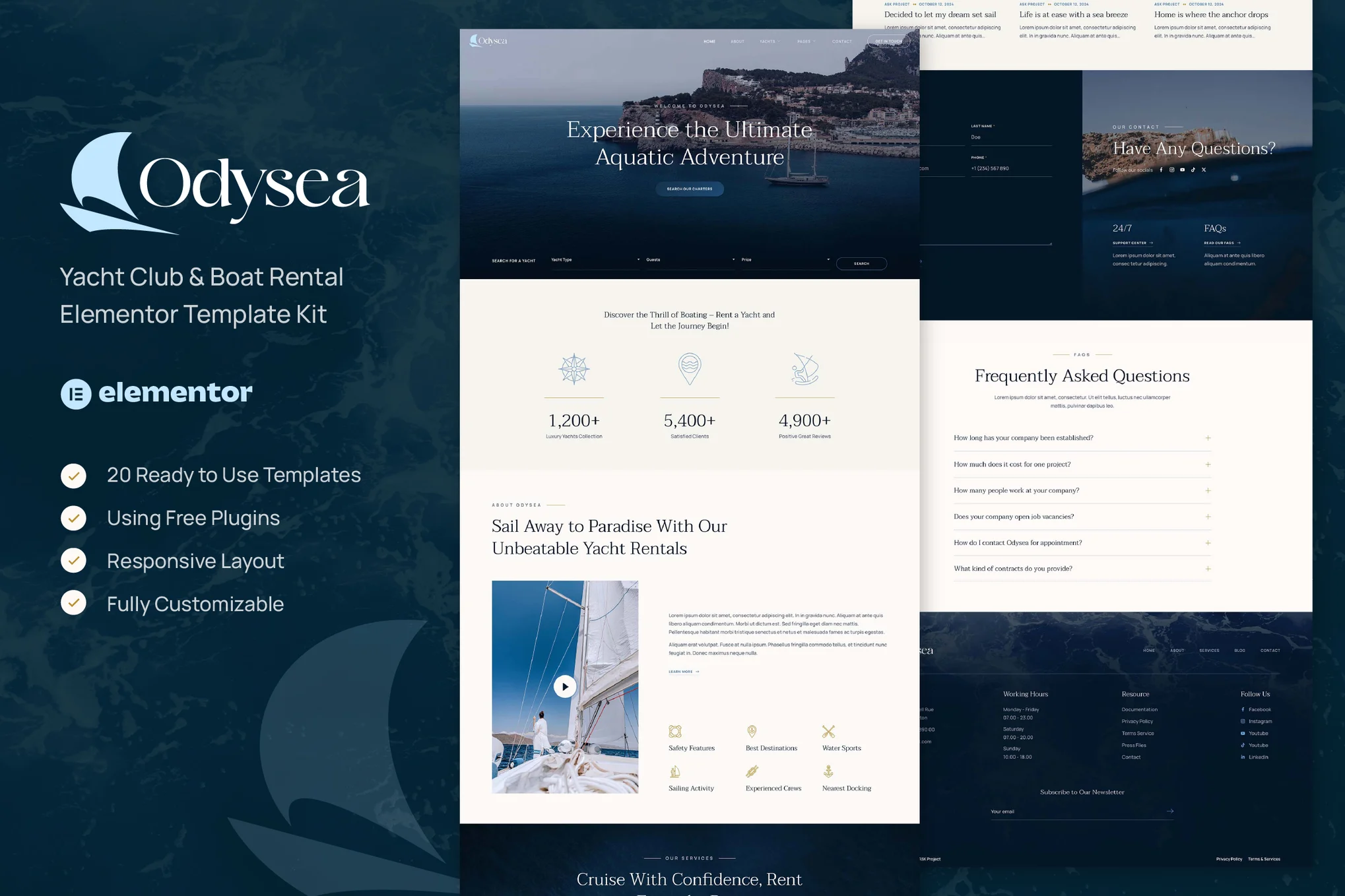 Odysea - Yacht Club & Boat Rental Elementor Template Kit1