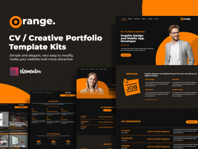 Orange CVCreative Portfolio Elementor Template Kits