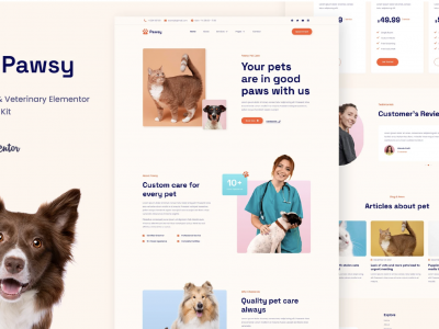 Pawsy - Pet Care & Veterinary Elementor Template Kit