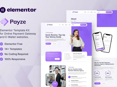 Payze – Online Payment Gateway & E-Wallet Elementor Template Kit