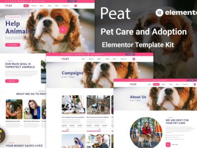 Peat - Pet Care & Adoption Elementor Template Kit