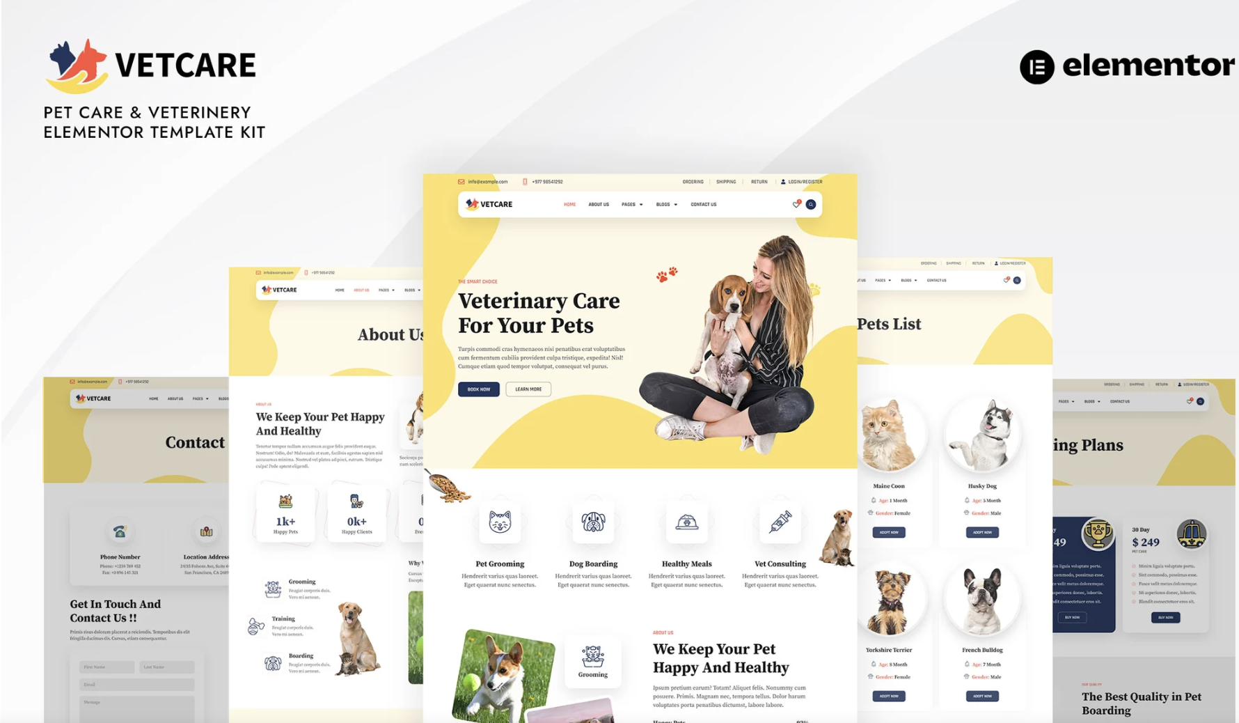 Vetcare - Pet Care & Veterinary Elementor Pro Template Kit