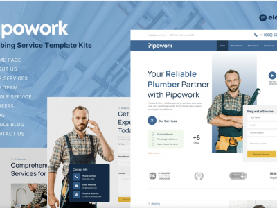 Pipowork - Plumbing Service Business Elementor Template Kits