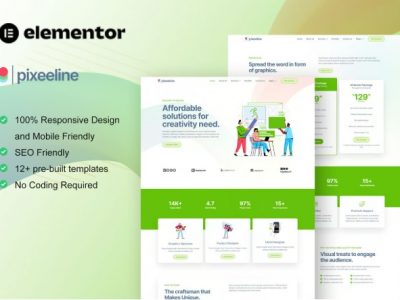 Pixeeline - Graphics Illustration Freelance & Creative Agency Elementor Template Kit