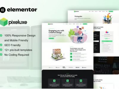 Pixeluxe - 3D Design Studio Elementor Pro Template Kit