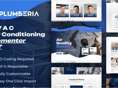 Plumberia - Air Conditioning & HVAC Repair Service Elementor Pro Template Kit