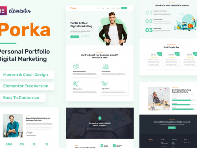Porka - Digital Marketing Personal Portfolio Elementor Template Kit