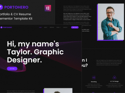 Portohero - Personal Portfolio & CV Elementor Template Kit
