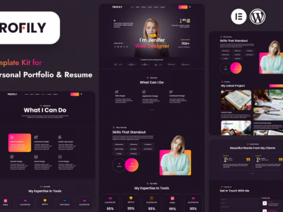Profily - Personal Portfolios & Resume Elementor Template Kit