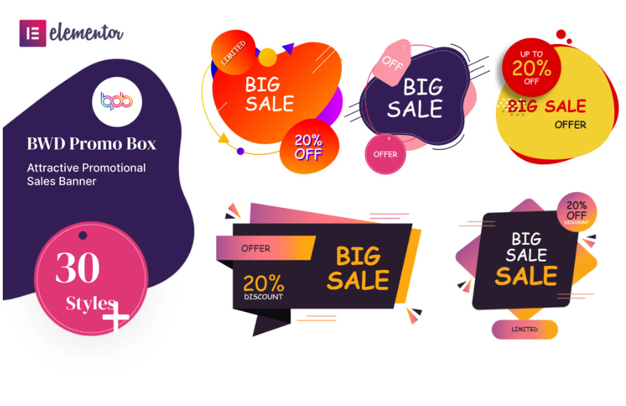 Promo box elementor addons