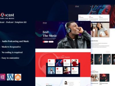Qcast - Podcast & Music Elementor Template Kit