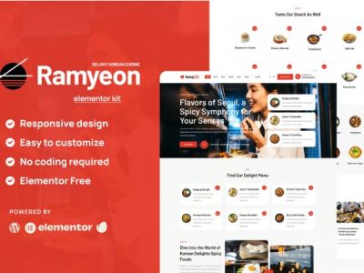 Ramyeon - Korean Restaurant Elementor Template Kit