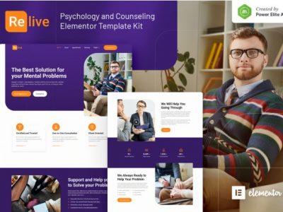 Relive - Psychology & Counseling Elementor Template Kit