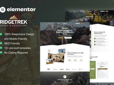 RidgeTrek - Hiking & Adventure Elementor Template Kit