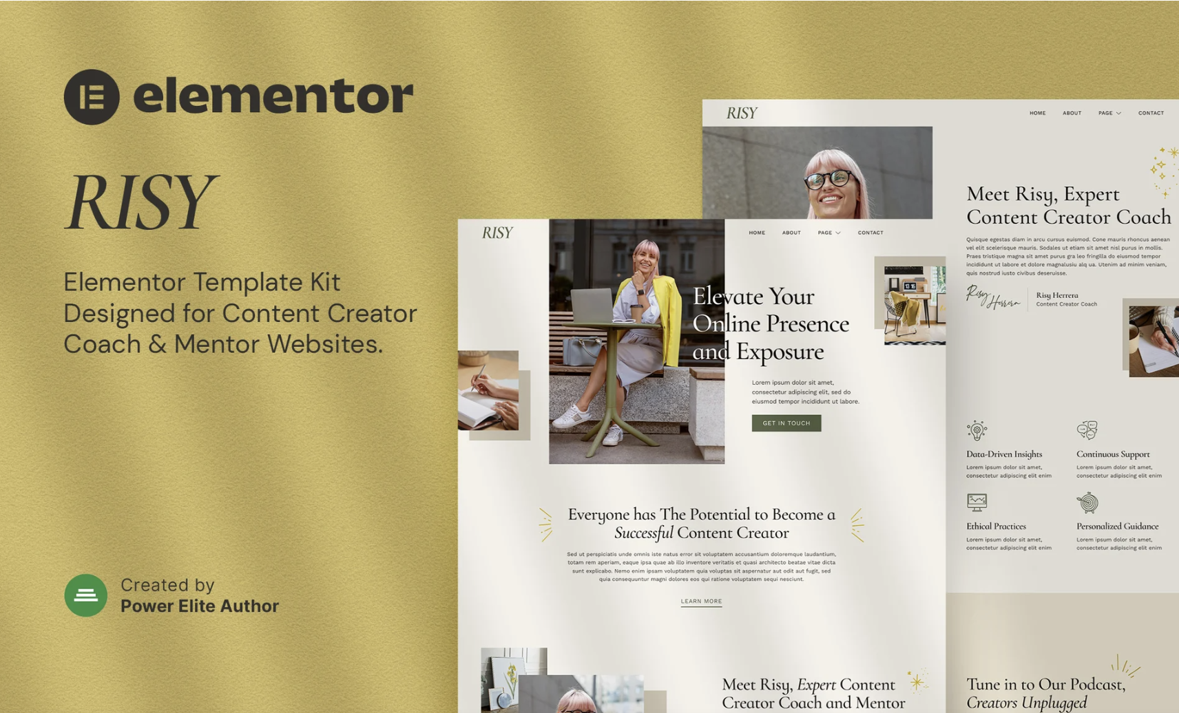 Risy – Content Creator Coach & Mentor Elementor Template Kit