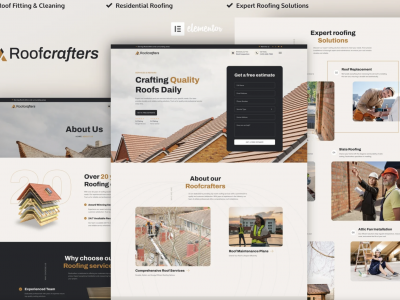 Roofcrafters - Roofing Company Elementor Pro Template Kit