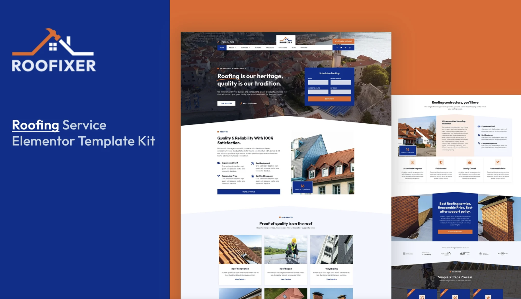 Roofixer - Roofing Service Elementor Pro Template Kit