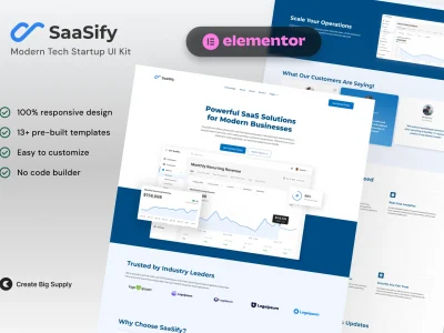 SaaSify - Modern Tech Startup Elementor Template Kit