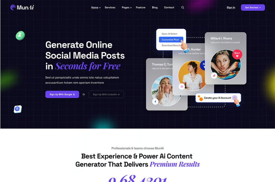 MunAi - AI Writer & Copywriting WordPress Theme