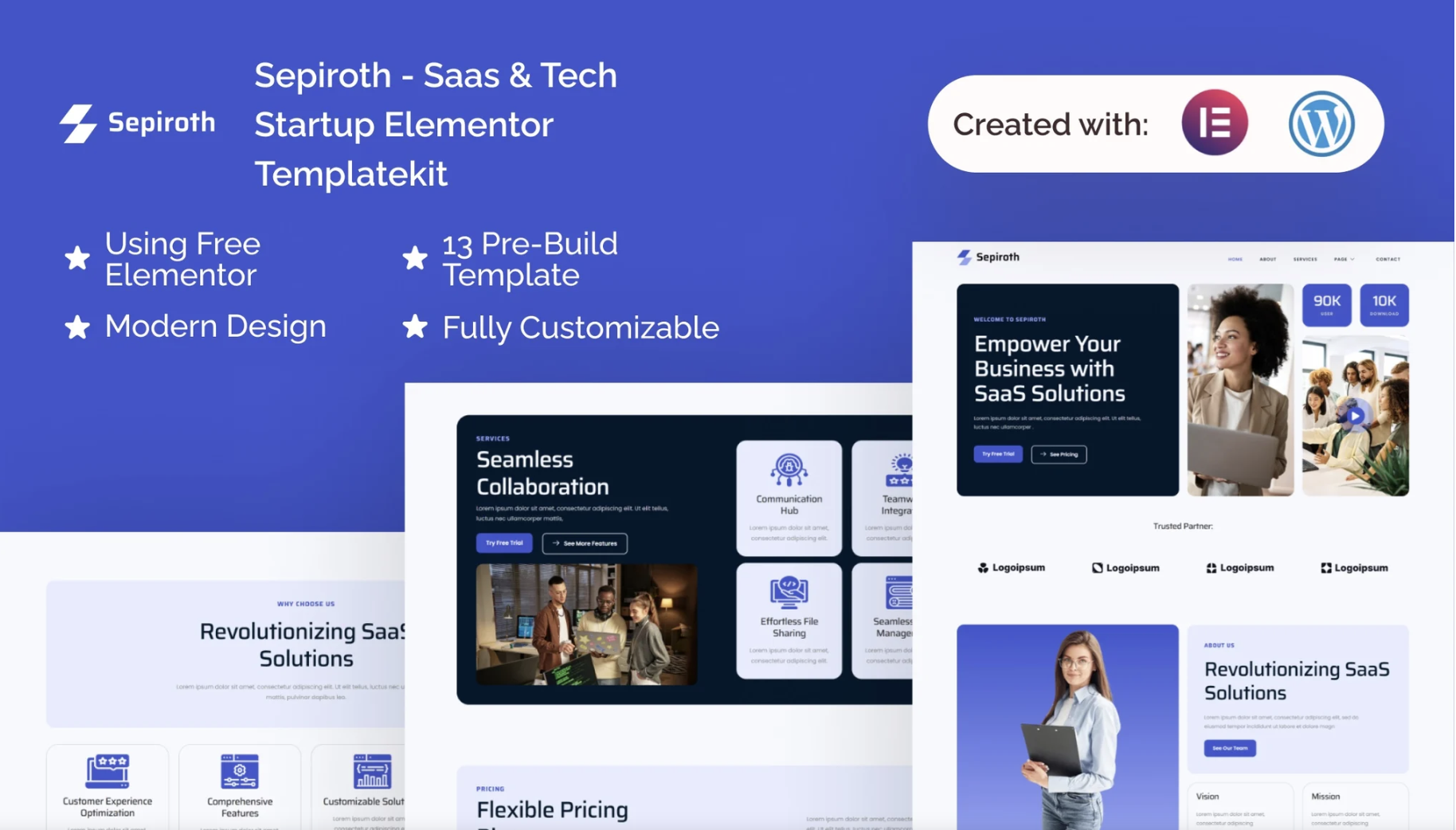 Sepiroth - Saas & Tech Startup Elementor Template Kit