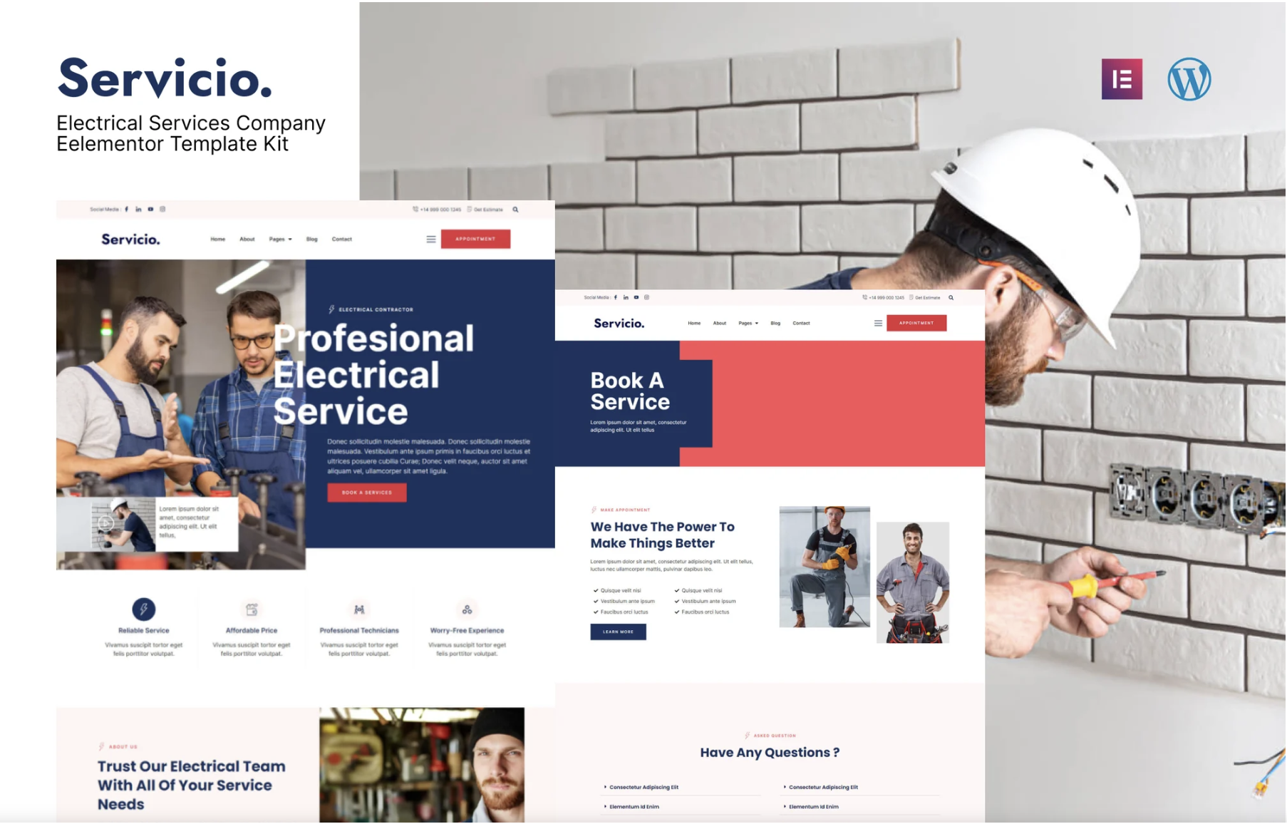 Servicio - Electrician & Electrical Services Template Kit