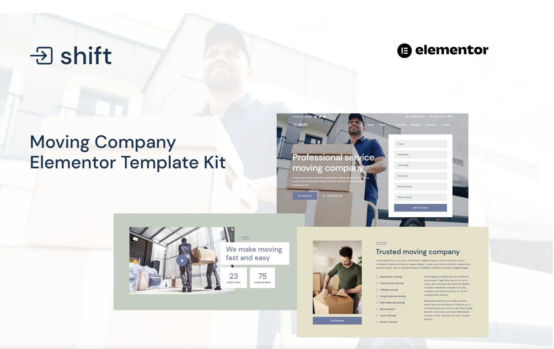 Shift - Moving Company Website Elementor Template Kit