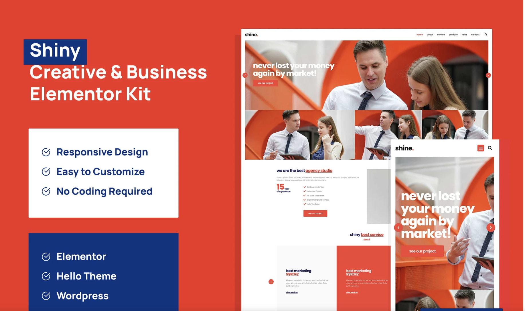 Shiny - Creative Business Agency Elementor Pro Template Kit