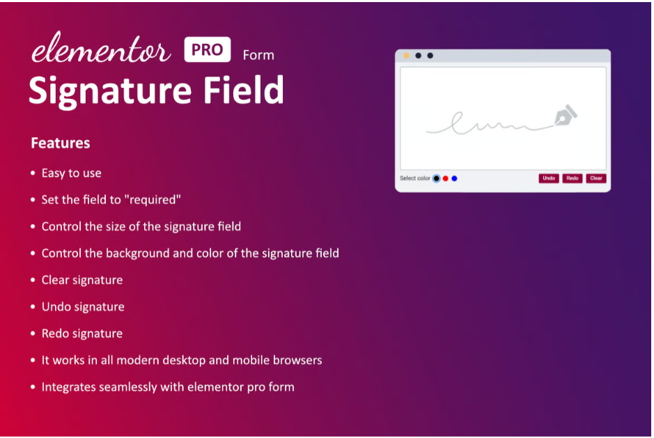 Signature Field for Elementor form