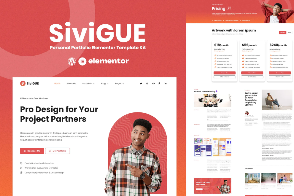 SiviGUE - Personal Portfolio Elementor Template Kit