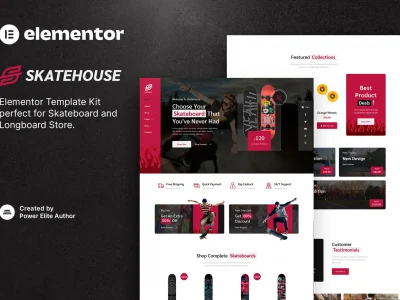 Skatehouse – Skateboard & Extreme Sport Shop Elementor Template Kit