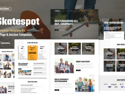 Skatespot - Skateboard Community & Skate Park Elementor Pro Template Kit