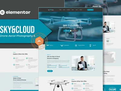 Sky&Cloud - Drone Aerial Photography & Videography Elementor Template Kit