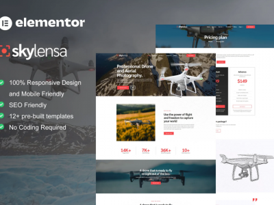 Skylensa - Aerial Photography & Videography Elementor Template Kit