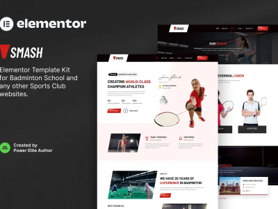 Smash – Badminton School & Sports Club Elementor Template Kit