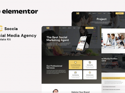 Soccia - Social Media Agency Elementor Template Kit