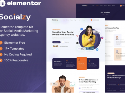 Socialzy – Social Media Marketing Agency Elementor Template Kit