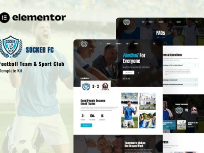 Socker - Football Team & Sports Club Elementor Template Kit